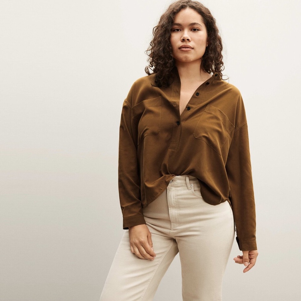 EVERLANE / SZ 0 / WASHABLE SILK HENLEY